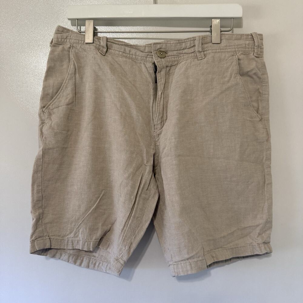 Express Women’s Size 33 Beige Linen Cotton Shorts Casual Flat Front Summer